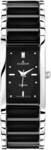DUGENA Damen-Armbanduhr 4460507 Quadra Ceramica, Quarz, schwarzes Zifferblatt,