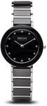 BERING Damen Quarz Uhr | Armbanduhr 29 mm silbernes Edelstahlgeh&auml;use und schwarzes