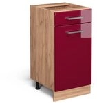Vicco K&uuml;chenunterschrank R-Line, Rot Hochglanz, 40 cm ohne Arbeitsplatte, zur...