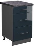 Vicco K&uuml;chenunterschrank Fame-Line, Dunkelblau Hochglanz, 50 cm