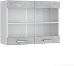 Vicco K&uuml;chenglasschrank R-Line, Beton, 80 cm, zur freien Kombination innerhalb