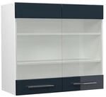 Vicco K&uuml;chenglasschrank Fame-Line, Dunkelblau Hochglanz, 80 cm, zur...
