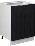 Vicco K&uuml;chenunterschrank Fame-Line, Schwarz gestreift, 60 cm ohne...