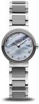 BERING Damen Quarz Uhr | Armbanduhr 25 mm silbernes Edelstahlgeh&auml;use und graues