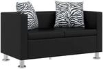 vidaXL 2-Sitzer Sofa Couch Loungesofa Relaxsofa Relaxcouch Kunstleder Schwarz