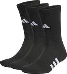 adidas Unisex Kinder Performance Cushioned Crew Socks 3 Pairs, Black/Black/Black, 7-8