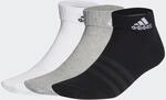 adidas Unisex Thin and Light Ankle Socks 3 Pairs, Medium Grey Heather / White /