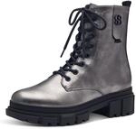 s.Oliver Damen Stiefeletten ohne Absatz zum Schn&uuml;ren Vegan, Silber (Pewter), 38 EU