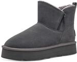 s.Oliver Damen Winterstiefel ohne Absatz aus Leder Gef&uuml;ttert, Grau (Graphite), 41 EU