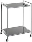 HAKU Beistelltisch auf Rollen grau Metall Couchtisch Sicherheitsglas 5 mm - Ma&szlig;e: B