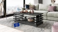 designimpex Carl Svensson Couchtisch DC-3 Anthrazit matt/Schwarz Hochglanz 120x60cm