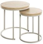 HAKU Beistelltische 2er Set Eiche hell Kaschmirgrau MDF Platte Metallgestell runder