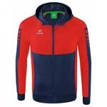 Erima Herren Six Wings Trainingsjacke mit Kapuze (1032209), New Navy/rot, L