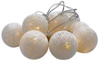 LED Lichterkette mit 10 Raphia Kugeln - wei&szlig; - Deko Beleuchtung mit...