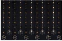 Spetebo LED Lichtervorhang Schneeflocken - 200 cm - mit 83 LED 8 Leuchtfunktionen und