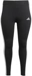adidas Damen Essentials 3-Stripes Cotton Leggings (Plus Size) Tights, Black/White,