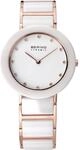 BERING Damen Quarz Uhr | Armbanduhr 29 mm ros&eacute;goldenes Edelstahlgeh&auml;use und wei&szlig;es