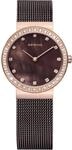 BERING Damen Quarz Uhr | Armbanduhr 29 mm ros&eacute;goldenes Edelstahlgeh&auml;use und braunes