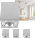 Sweet Led Aufbauspot IP44 Silber geb&uuml;rstet 4er &ndash; GU10 Eckige Aluminium...