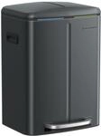 SONGMICS M&uuml;lleimer K&uuml;che, 2 x 20 L, M&uuml;lltrennsystem 2 F&auml;cher, Abfalleimer Metall,