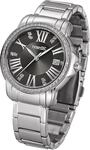 FIREFOX Damen- Armbanduhr analog Quarz Edelstahl Zirkoniasteine Zifferblatt schwarz-