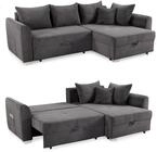 luma-Home 15202/ Ecksofa mit Schlaffunktion und Bettkasten, Dunkelgrau 