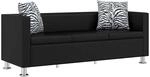 vidaXL 3-Sitzer Sofa Couch Loungesofa Relaxsofa Relaxcouch Kunstleder Schwarz