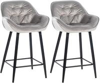 CLP 2er Set Barhocker Gibson Samt I Sitzh&ouml;he 76 cm I Tresenst&uuml;hle Mit Fu&szlig;st&uuml;tze,