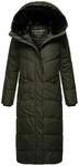 Navahoo Damen Wintermantel warmer Steppmantel extralang mit abnehmbarer Kapuze