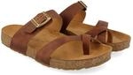HAFLINGER Bio Juno Leder Pantolette Sandale Korkfu&szlig;bett Unisex Braun (Country Braun