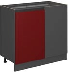 Vicco Eckunterschrank R-Line, Rot/Anthrazit, 86 cm J-Shape, ohne Arbeitsplatte