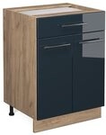 Vicco K&uuml;chenunterschrank Fame-Line, Dunkelblau Hochglanz, 60 cm