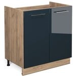 Vicco Sp&uuml;lenunterschrank Fame-Line, Dunkelblau Hochglanz, 80 cm ohne...