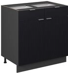 Vicco K&uuml;chenunterschrank Fame-Line, Schwarz gestreift, 80 cm ohne...