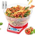 Duronic KS6000 RD K&uuml;chenwaage, 5 kg Digitalwaage rund mit 2,5 L abnehmbarer