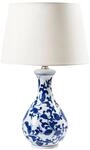 Beliani Tischlampe Porzellan Vasenfu&szlig; wei&szlig;/blau Stoffschirm Trommelform 48 cm