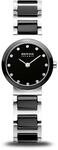 BERING Damen Quarz Uhr | Armbanduhr 25 mm silbernes Edelstahlgeh&auml;use und schwarzes