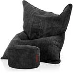 Green Bean Sitzsack + Pouf im Set - XXL Riesensitzsack mit passenden Fu&szlig;hocker...