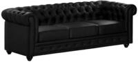 Vente-unique - Sofa ohne Schlafm&ouml;glichkeit 3 Chesterfield - Kunstleder - schwarz