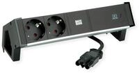 BACHMANN DESK2 ALU Black 2xSchutzkt.USBC, USB Charger 60W 0,2m GST18