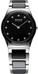 BERING Damen Quarz Uhr | Armbanduhr 30 mm silbernes Edelstahlgeh&auml;use und schwarzes
