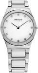 BERING Damen Quarz Uhr | Armbanduhr 30 mm silbernes Edelstahlgeh&auml;use und wei&szlig;es