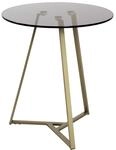 HAKU Beistelltisch rund Gold grau Metall Couchtisch mit Sicherheitsglas 8 mm -...
