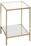 HAKU Beistelltisch Gold Metall Couchtisch Sicherheitsglas 5 mm Spiegel 5 mm - Ma&szlig;e: