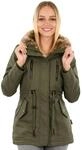Navahoo Damen Winterjacke (XS-3XL) - 100% Baumwolle Obermaterial, Kapuze mit