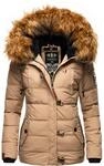 Navahoo Damen warme Winter Steppjacke mit abnehmbarem Kunstfell Zoja Taupe Grey Gr. S