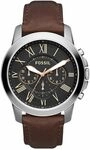 Fossil Herren Grant Uhr, Quarz-Chronographenwerk mit Lederarmband