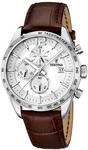 Festina Herren Uhr Analog mit Braunem Lederarmband - Quarzwerk - Chronograph -