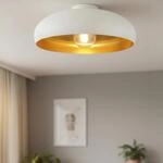bamyum K&uuml;chenlampe Deckenleuchte Vintage, Androa, Deckenlampe Wei&szlig; Gold &Oslash;40 cm
