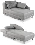Stilvolle Recamiere mit Schlaffunktion und Bettkasten, B149/T90/H80 cm,